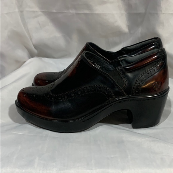 Ariat Womens 8.5 Clogs Wingtip Western Two Tone Brown Leather Bradford - Picture 4 of 14